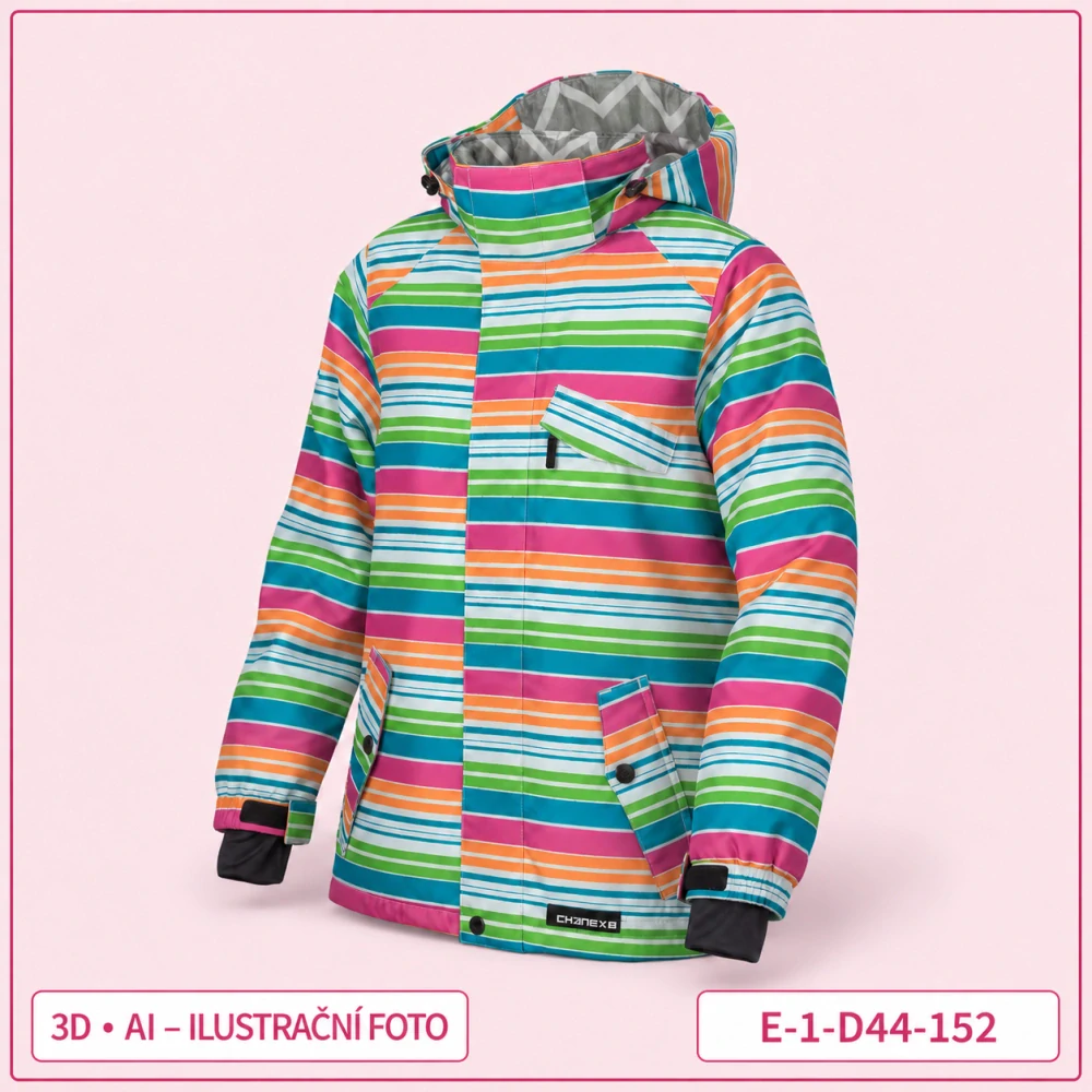 Pruhovaná bunda s kapucí pro slečnu, vel. 152