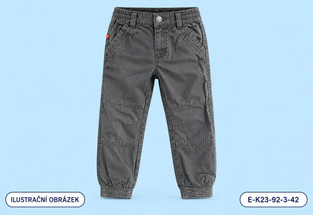 Šedé kalhoty s prošitými kolenními díly, vel. 92