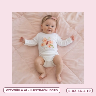 Dívčí krémové body s motýlem a dlouhým rukávem, vel. 56