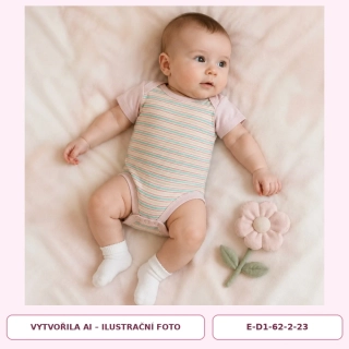 Dívčí pruhované body s krátkým rukávem, vel. 62