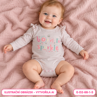 Dívčí body s volánky a nápisem born to sparkle, vel. 68