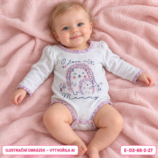 Dívčí body s ježky a nápisem I love my Mummy, vel. 68