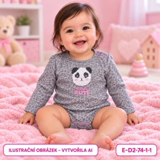 Dívčí šedé body s pandou a dlouhým rukávem, vel. 74