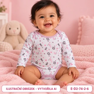 Dívčí body se zvířátky a dlouhým rukávem, vel. 74