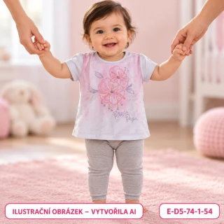 Dívčí světlé tričko s vyšívanými květy, vel. 74