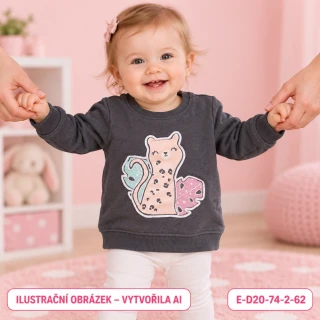 Dívčí tmavě šedá mikina s kočičkou, vel. 74
