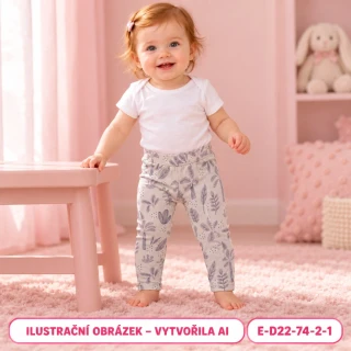 Dívčí světlé legíny s rostlinnými motivy, vel. 74