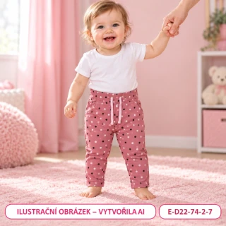 Dívčí růžové puntíkované tepláky, vel. 74