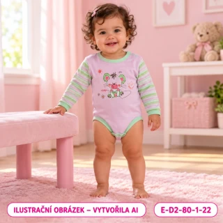 Dívčí růžové body s myškou a dlouhým rukávem, vel. 80
