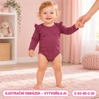 Dívčí vínové body s volánky a dlouhým rukávem, vel. 80
