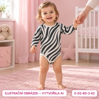 Dívčí body se zebřím vzorem a dlouhým rukávem, vel. 80