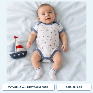 Klučičí body krátký rukáv s mořským motivem – vel. 62