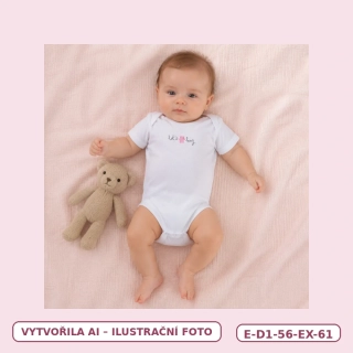 Dívčí bílé body Let’s hug s krátkým rukávem, vel. 56