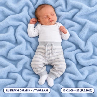Světlé pruhované kojenecké tepláky se šedými náplety, vel. 56