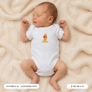 Neutrální bílé body s medvídkem Pú, vel. 50