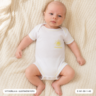Neutrální bílé body „Little Sunshine“ s krátkým rukávem, vel. 50