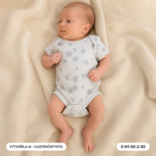 Neutrální světle šedé body s geometrickými tvary, vel. 50