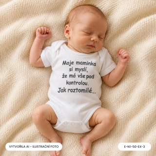 Neutrální bílé body s vtipným nápisem, vel. 50