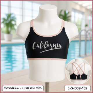 Dívčí černý horní díl plavek California vel. 152