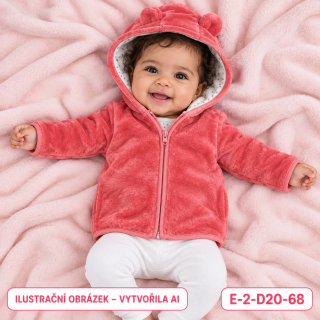 Dívčí růžová chlupatá mikina s oušky, vel. 68